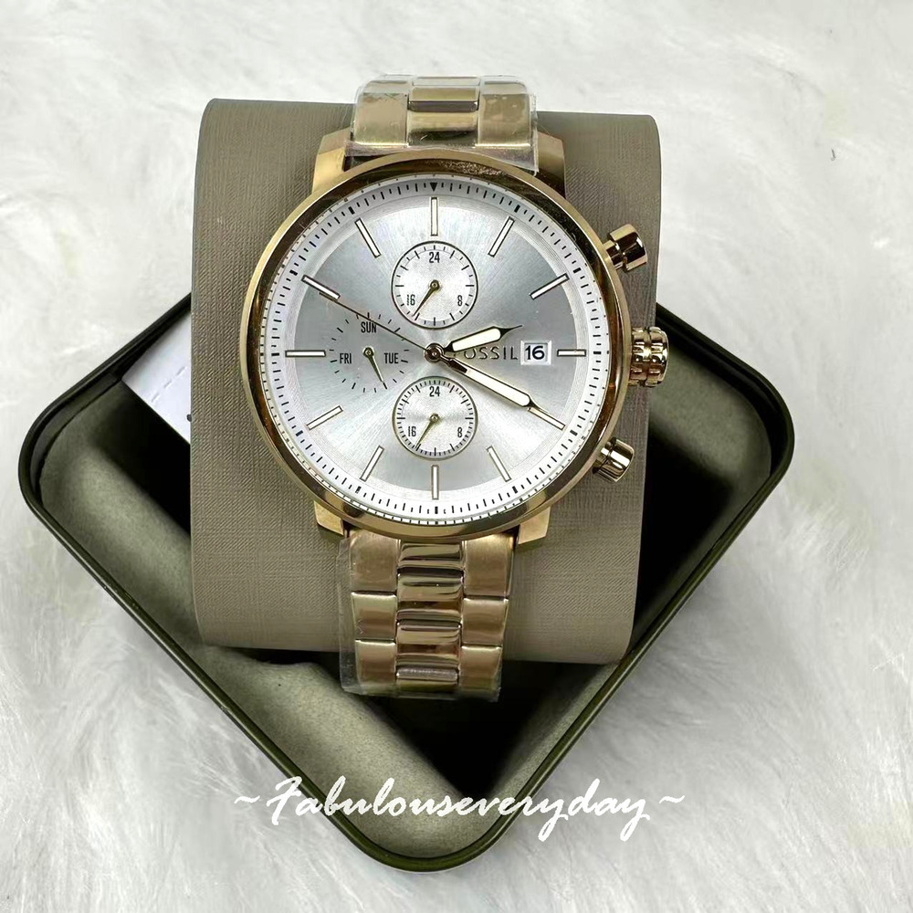 FOSSIL Men Rhett Multifunction Watch White Dial Gold Stainless Steel BQ2852 NWT